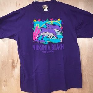 Vintage 90s Purple Virginia Beach T Shirt Adult Sz XL  Puffy Design